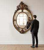 Wandspiegel - Hout - Antieke ovale spiegel, Antiek en Kunst