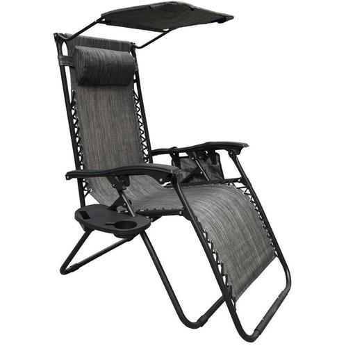 Ligstoel Zero Gravity verstelbaar + accessoires – grijs, Tuin en Terras, Ligbedden, Nieuw, Ophalen of Verzenden