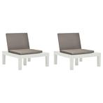 vidaXL Loungestoelen 2 st met kussens kunststof wit, Tuin en Terras, Tuinstoelen, Verzenden, Nieuw