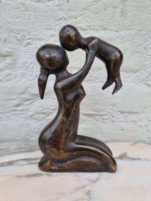 Figurine - Moeder met kind - Bronze, Antiek en Kunst, Kunst | Designobjecten