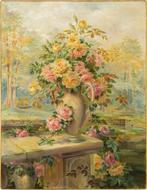 French school (XX) - Still life with vase of roses, Antiek en Kunst