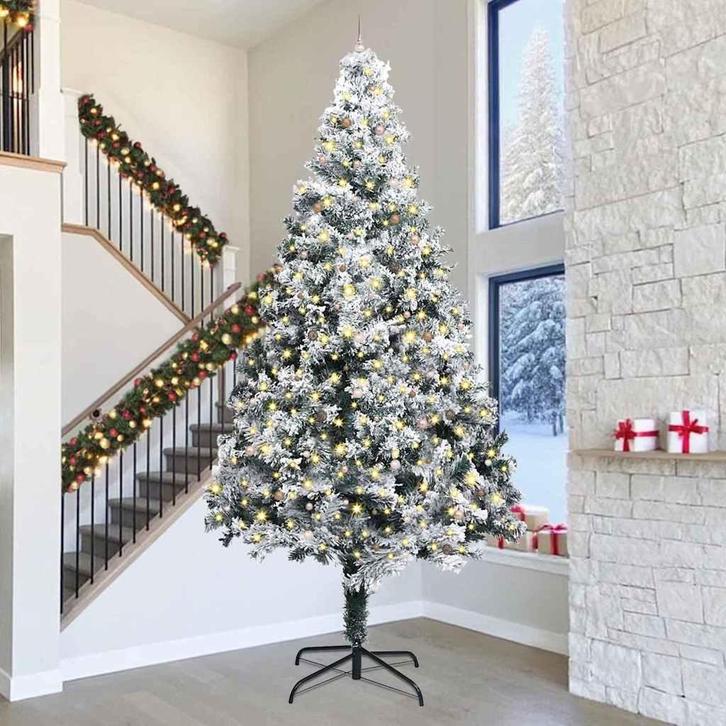 vidaXL Kunstmatige voorverlichte kerstboom met ballenset, Diversen, Kerst, Nieuw, Verzenden