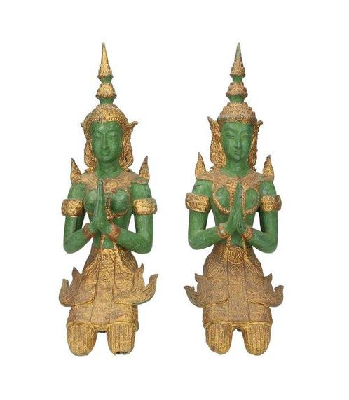 Beeldje - Temple guards - Devata (2) - Brons, Antiek en Kunst, Curiosa en Brocante