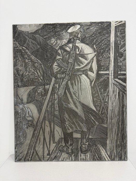 Drukblokken - Border Guard AK-47 - Rusland - Gewapende, Antiek en Kunst, Antiek | Wandborden en Tegels