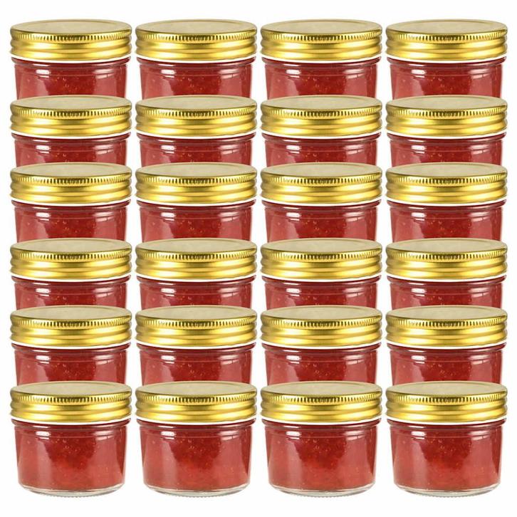 vidaXL Jampotten met goudkleurige deksels 24 st 110 ml glas, Huis en Inrichting, Keuken | Potten en Pannen, Nieuw, Verzenden