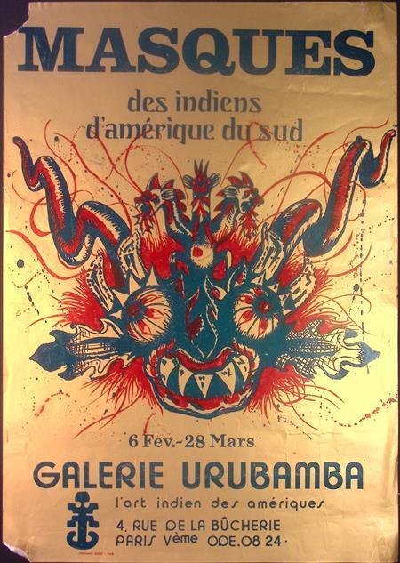 Tentoonstelling over de maskers van Indianen op poster, Verzamelen, Posters, Nieuw, Overige onderwerpen, Met lijst, Verzenden