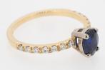 Ring - 18 karaat Geel goud - 1.29ct. tw. Saffier - Diamant, Nieuw