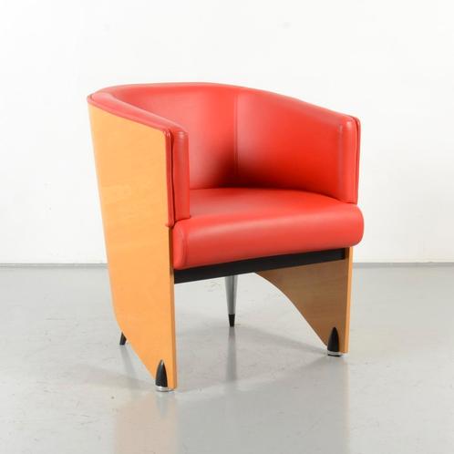 Lande Pencil design fauteuil, rood leder, Maison & Meubles, Chaises, Enlèvement ou Envoi