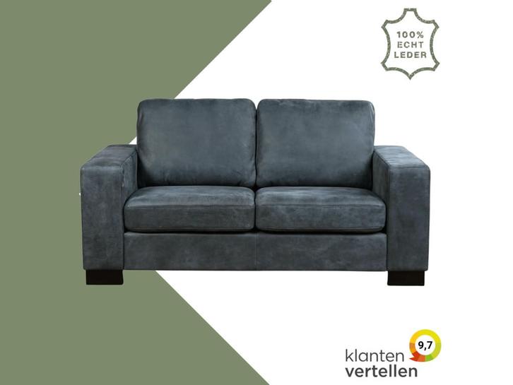 Leren bank Enjoy - 2 zits - Kenia Denim (blauw) - Poten, Antiek en Kunst, Antiek | Meubels | Stoelen en Sofa's, Ophalen of Verzenden