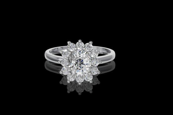 Ring - 14 karaat Witgoud - 2.31ct. tw. Diamant (Lab-grown) -, Handtassen en Accessoires, Ringen