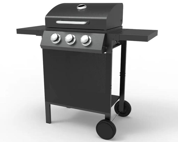 Gasbarbecue met 3 Branders – RVS Warmhoudrek - 530x380 mm., Tuin en Terras, Houtskoolbarbecues, Nieuw, Ophalen of Verzenden