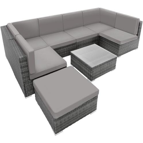 tectake Wicker zitgroep Venetië - grijs, Tuin en Terras, Tuinsets en Loungesets, Verzenden
