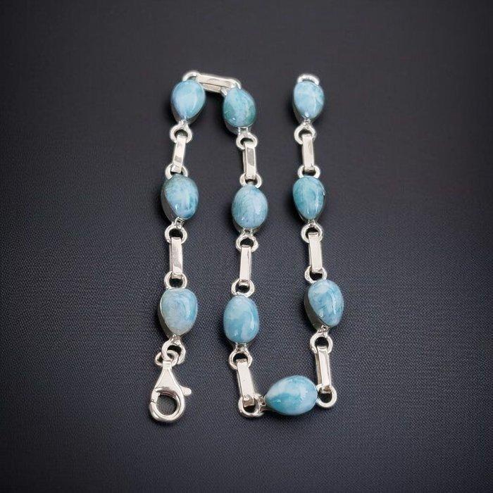 Larimar. Handgemaakt ensemble van 925 zilver. Natuurlijke, Verzamelen, Mineralen en Fossielen