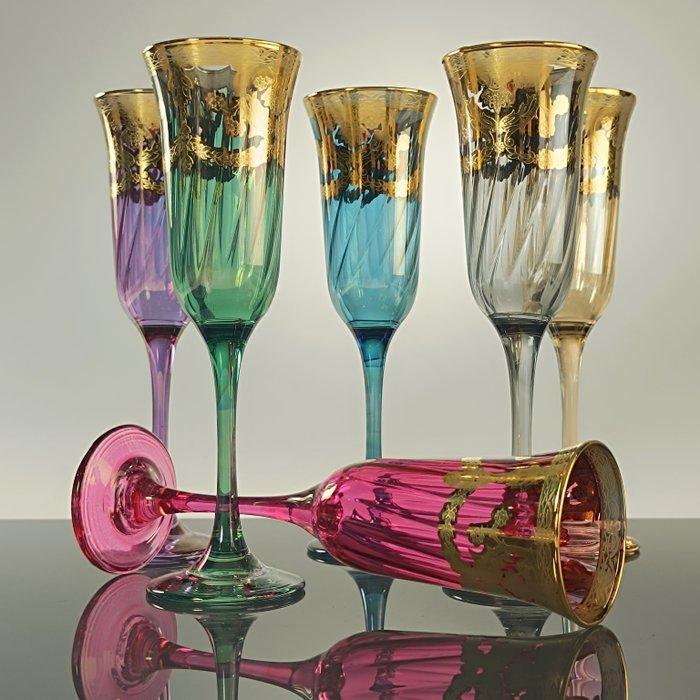 Secoloventesimo - Kelk (6) - Venice kleur goud fluit - 24 kt, Antiek en Kunst, Antiek | Meubels | Tafels