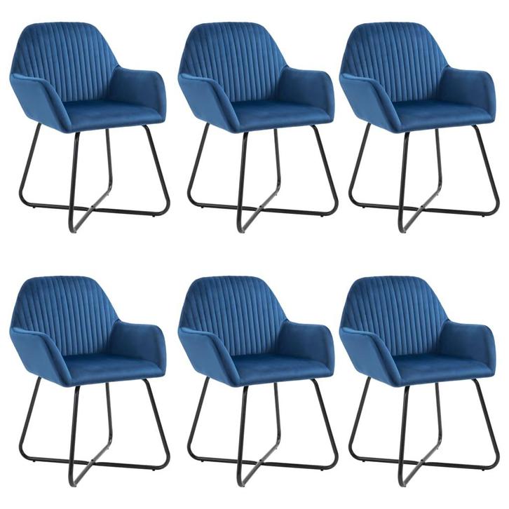 vidaXL Eetkamerstoelen 6 st fluweel blauw, Huis en Inrichting, Stoelen, Nieuw, Verzenden