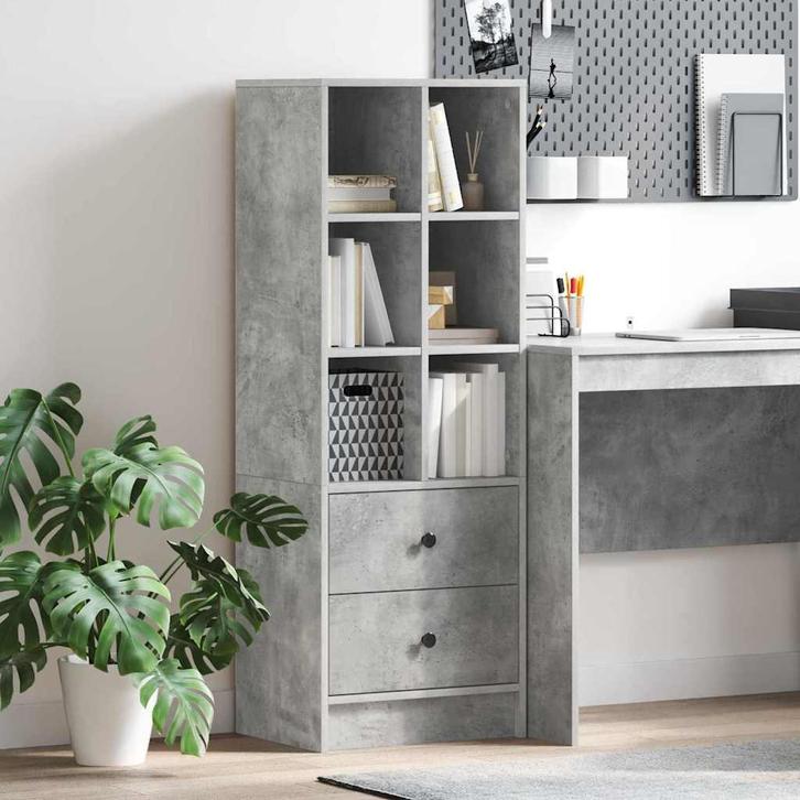 vidaXL Highboard met lade Beton Grijs 45,5 x 34 x 127 cm, Huis en Inrichting, Kasten | Dressoirs, Nieuw, Verzenden