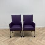 Tweedehands set van 2 x leren eetkamerstoel / vergaderstoel, Huis en Inrichting, Stoelen, Gebruikt, Eén