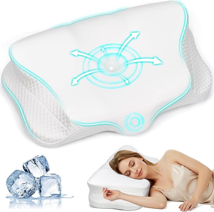 Ergonomisch hoofdkussen - Nekklachten - 40x60 cm - Wit - Eho, Huis en Inrichting, Woonaccessoires | Overige, Nieuw, Verzenden