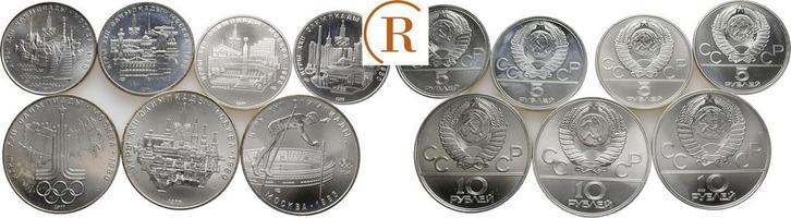 Olympia Moskau 1980 7 zilvermunten zu 50 Rubel 1977 Russl..., Postzegels en Munten, Munten en Bankbiljetten | Toebehoren, Verzenden