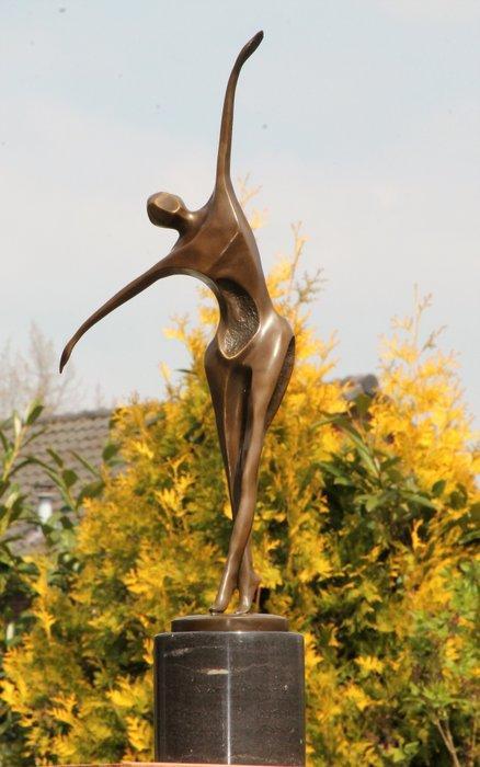 sculptuur, modern Bronzen beeld Dansende Vrouw op marmer, Antiek en Kunst, Kunst | Designobjecten