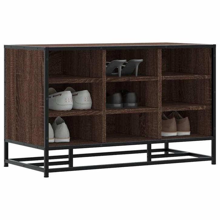 vidaXL Schoenenbank 84x40x53,5 cm bewerkt hout en metaal, Maison & Meubles, Maison & Meubles | Autre, Envoi