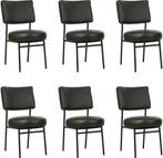 Set van 6 Leren eetkamerstoelen - Echt leer, Modern,, Huis en Inrichting, Stoelen, Overige kleuren, Nieuw, Ophalen of Verzenden
