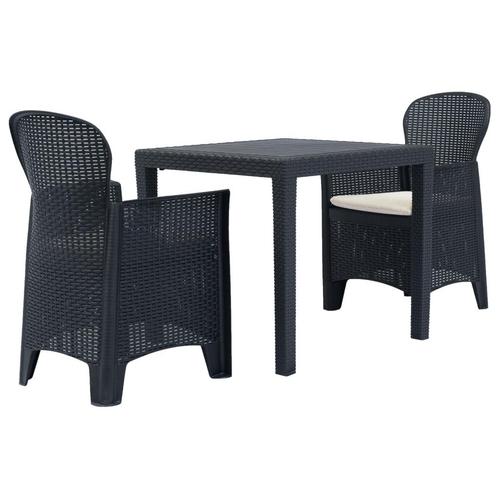 vidaXL 3-delige Tuinset rattan-look kunststof antraciet, Tuin en Terras, Tuinsets en Loungesets, Tuinset, Nieuw, Verzenden