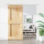 vidaXL Schuifdeur met beslag 90x210 cm massief grenenhout, Doe-het-zelf en Bouw, Verzenden, Nieuw
