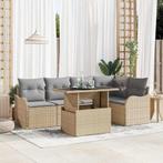vidaXL Tuinbank Set met kussen met kussen 6 pcs Beige Poly, Tuin en Terras, Verzenden, Nieuw