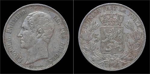 Belgium Leopold I 5 frank 1853 zilver, Postzegels en Munten, Munten | Europa | Niet-Euromunten, België, Verzenden