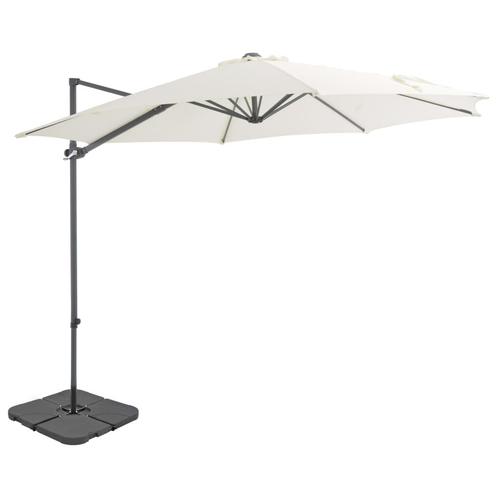 vidaXL Parasol met draagbare voet zandkleurig, Tuin en Terras, Parasols, Nieuw, Verzenden