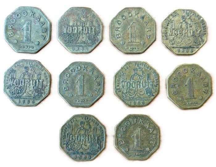 België. Leopold II. 1 Broodkaart 1880 - VOORUIT 10x, Postzegels en Munten, Munten en Bankbiljetten | Toebehoren