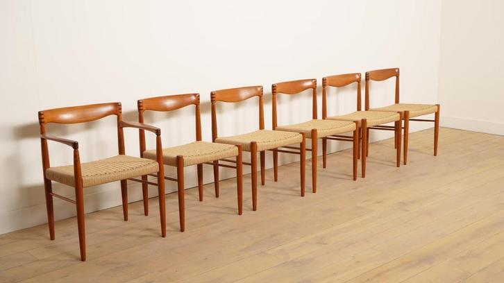 6 x eetkamerstoel | Bramin | H.W. Klein | Teak |, Huis en Inrichting, Stoelen, Ophalen of Verzenden