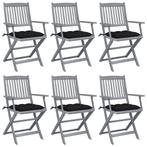 vidaXL Tuinstoelen 6 st inklapbaar met kussens massief, Verzenden, Nieuw