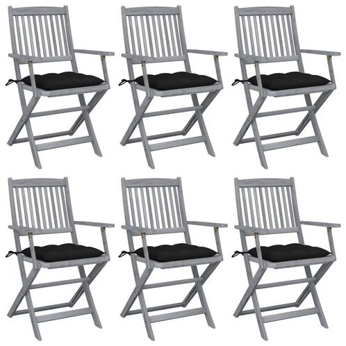 vidaXL Tuinstoelen 6 st inklapbaar met kussens massief, Tuin en Terras, Tuinstoelen, Nieuw, Verzenden