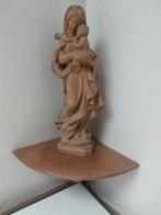 Sculpture, feine Holzfigur Madonna mit Kind + Eck