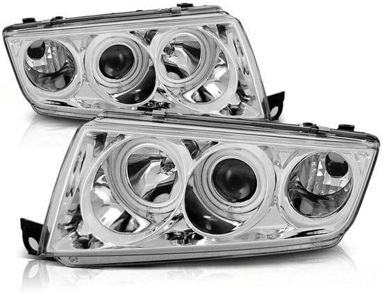 Koplampen dual halo rims SKODA FABIA I 12 99-08 ANGEL EYE..., Auto-onderdelen, Verlichting, Nieuw, Ophalen of Verzenden
