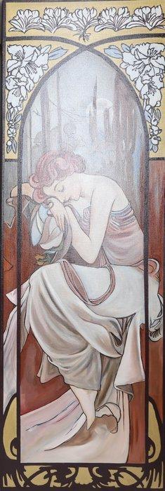 Louis Nagelkerke (1949) - Vierluik in de stijl van Alphonse, Antiek en Kunst, Kunst | Schilderijen | Klassiek