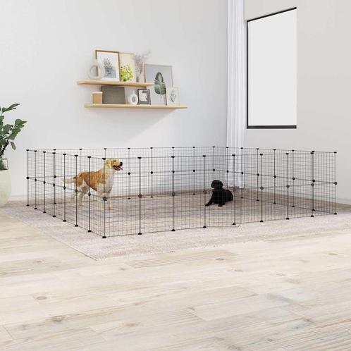 vidaXL Huisdierenkooi met deur 60 panelen 35x35 cm staal, Dieren en Toebehoren, Knaagdieren en Konijnen | Hokken en Kooien, Nieuw