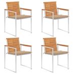 vidaXL Tuinstoelen 4 st met kussens massief acaciahout, Tuin en Terras, Tuinstoelen, Verzenden, Nieuw