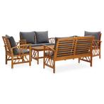 vidaXL 5-delige Loungeset met kussens massief acaciahout, Tuin en Terras, Verzenden, Nieuw, Loungeset