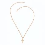 Collier avec pendentif - 14 carats Or rose - Croix