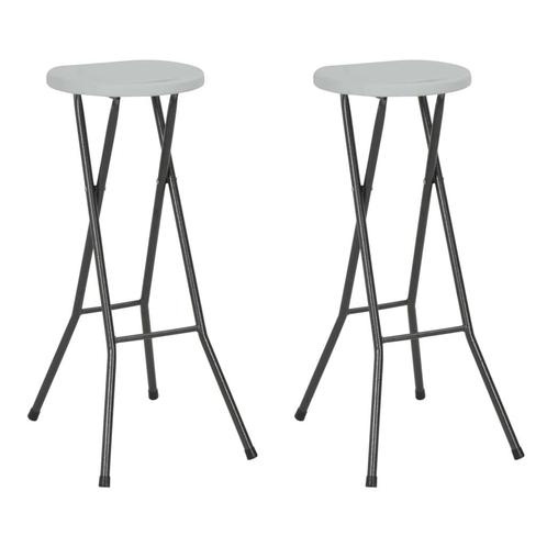 vidaXL Barkrukken inklapbaar 2 st HDPE en staal wit, Tuin en Terras, Tuinstoelen, Nieuw, Verzenden