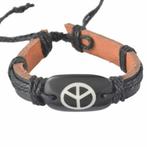 Fako Bijoux® - Armband - Leder - Plate Peace, Handtassen en Accessoires, Armbanden, Verzenden, Nieuw