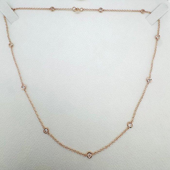 Halsketting - 14 karaat Roségoud - 0.70ct. tw. Diamant, Handtassen en Accessoires, Kettingen