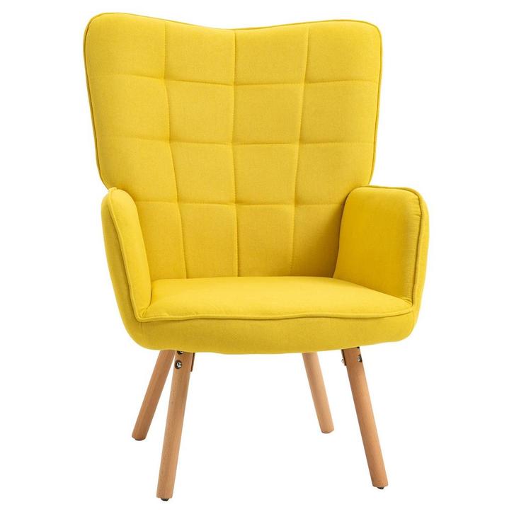 Fauteuil - Comfortabel - Fluweelachtig - Geel, Huis en Inrichting, Fauteuils, Nieuw, Stof, Ophalen of Verzenden