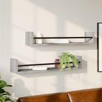 vidaXL Wandschappen met stangen 2 st 80x16x14 cm grijs, Huis en Inrichting, Verzenden, Nieuw