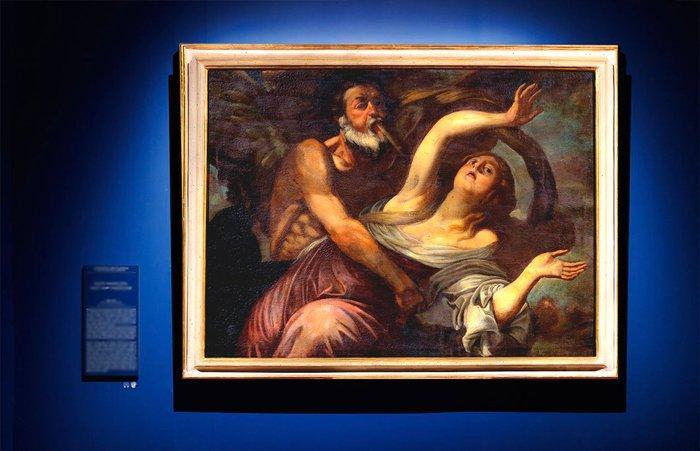 Scuola Caravaggesca (XVII) - Borea che rapisce Orizia, Antiquités & Art, Art | Peinture | Classique