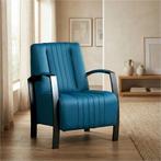 Leren fauteuil Glamour - Toledo Turquoise (blauw), Huis en Inrichting, Nieuw, Ophalen of Verzenden, 50 tot 75 cm, Industrieel, Modern, Retro