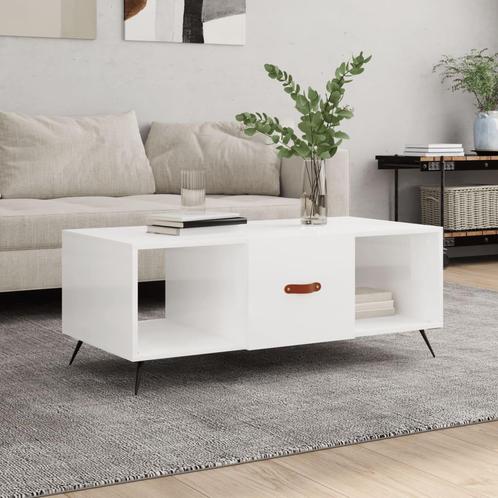 vidaXL Salontafel 102x50x40 cm bewerkt hout hoogglans wit, Huis en Inrichting, Tafels | Salontafels, Nieuw, Verzenden